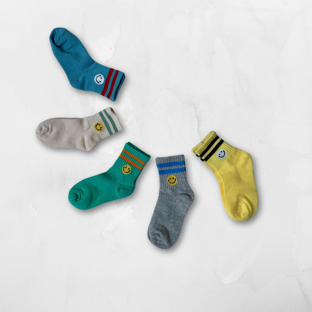 smiley striped socks - blue