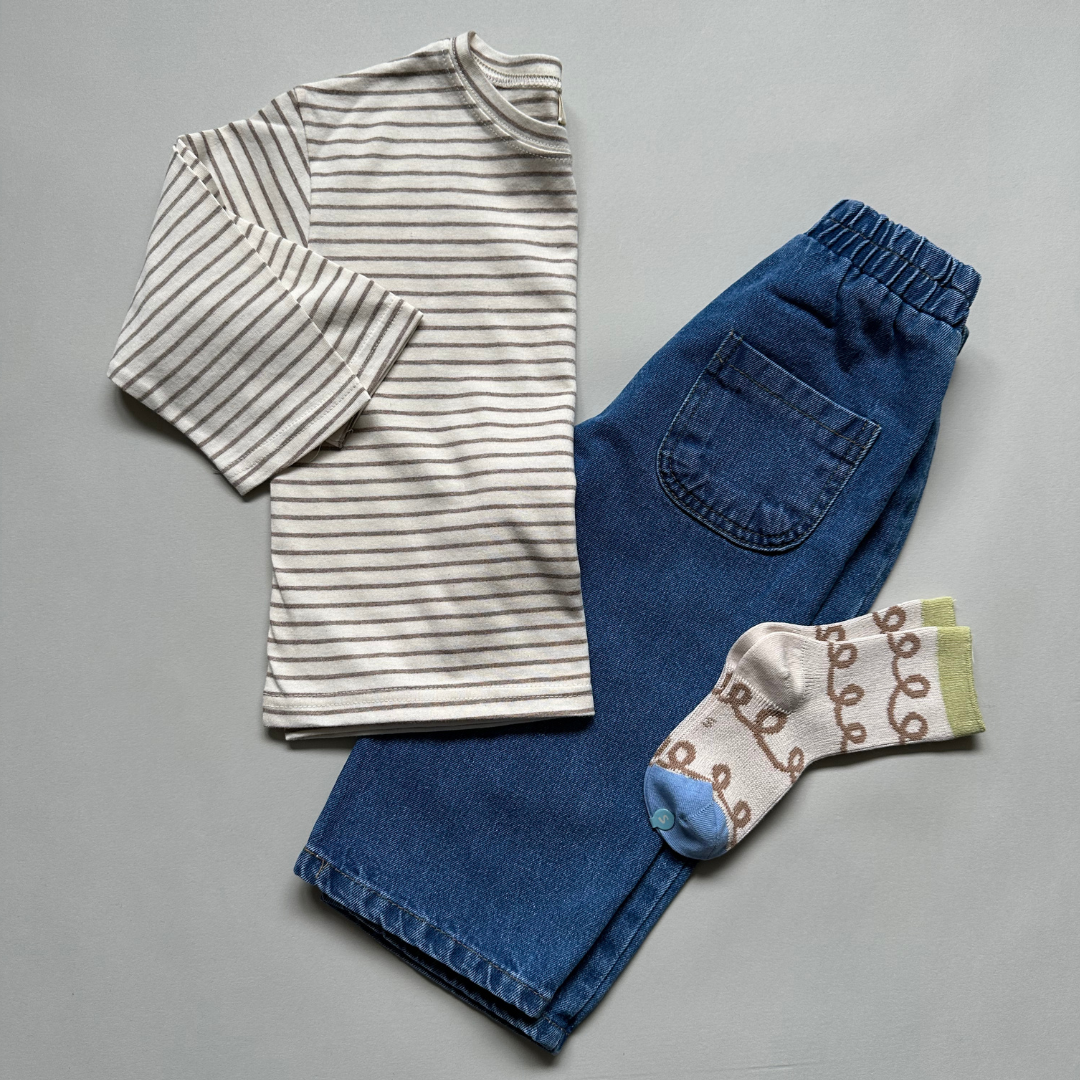 premium basic tee - beige stripes