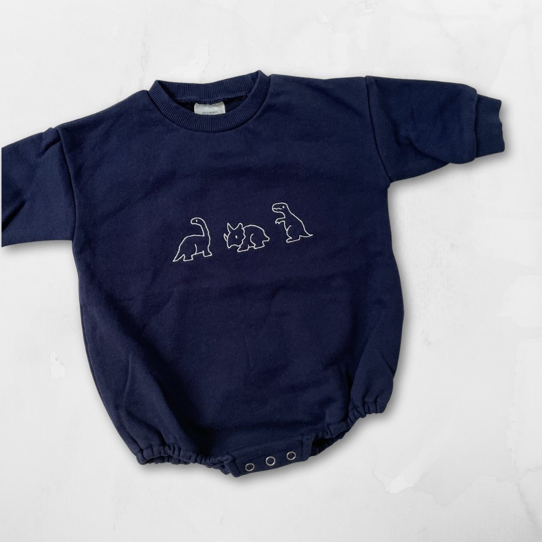 dino baby onesie - navy