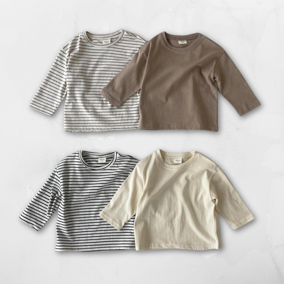 premium basic tee - beige stripes
