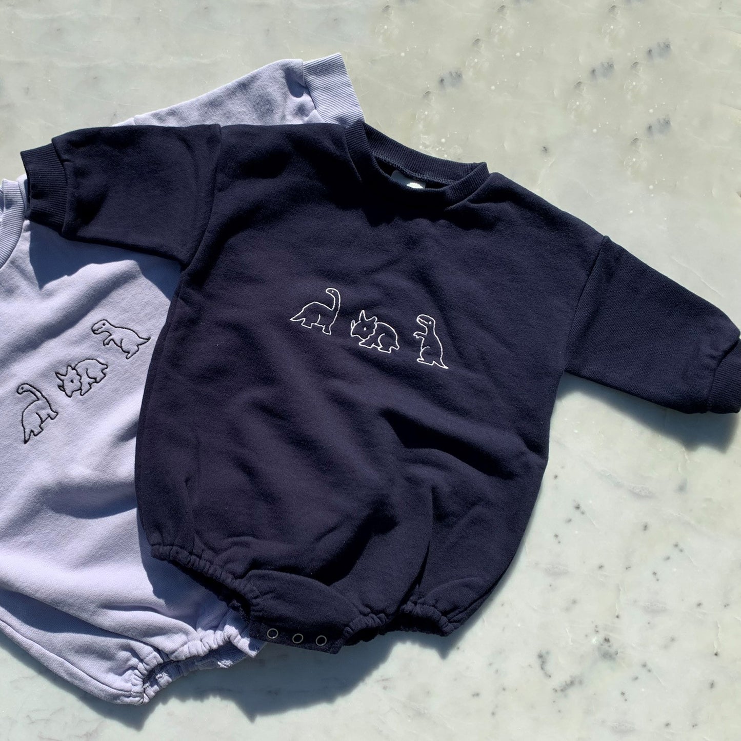 dino baby onesie - navy