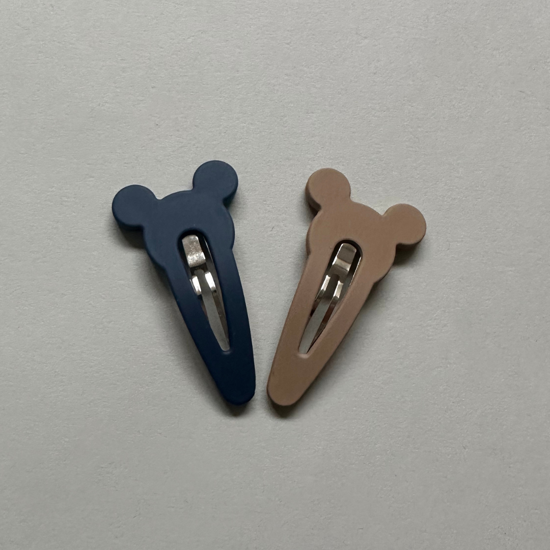 bear hairpins - darkblue/beige