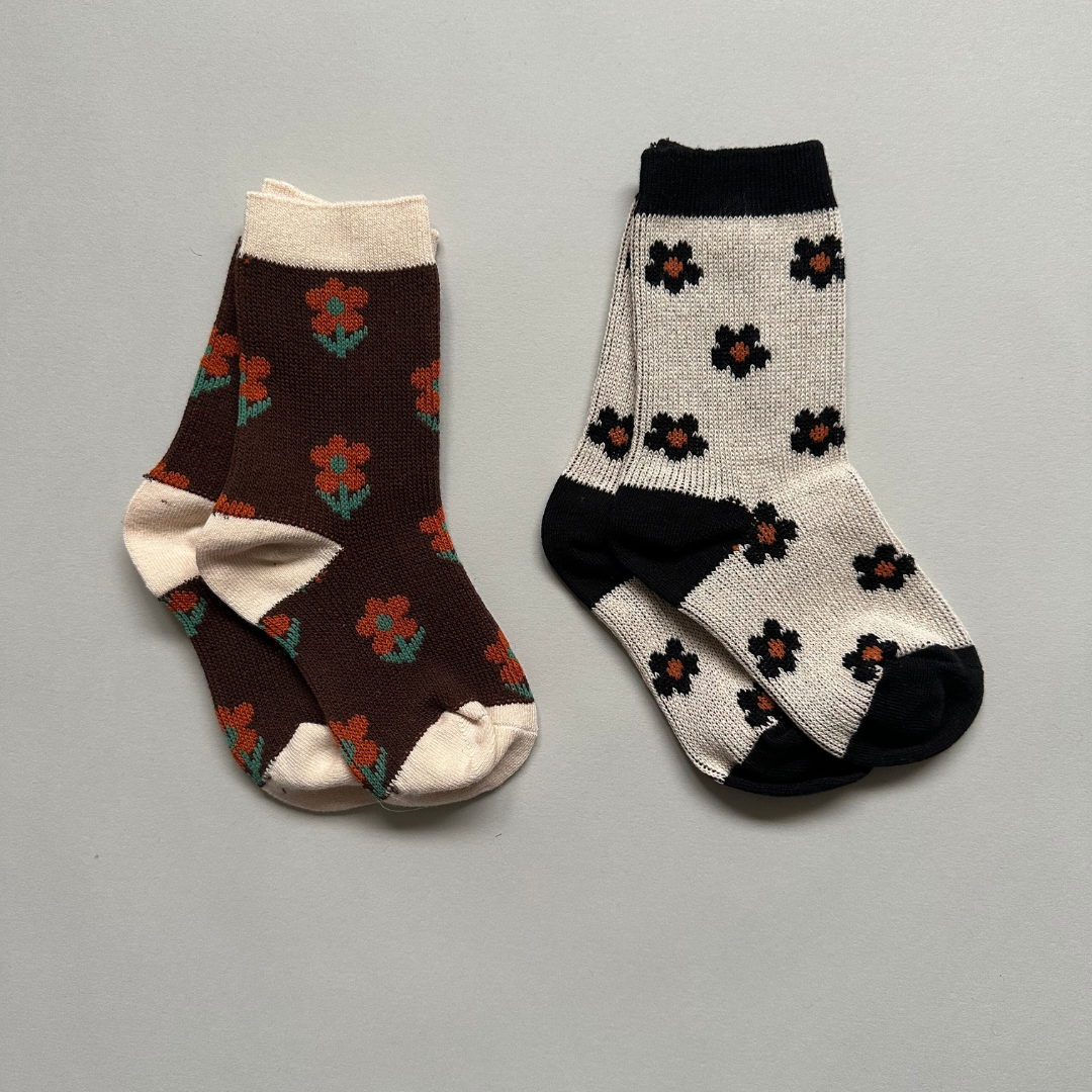 flower socks - black