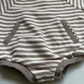 stripe pocket baby onesie - beige