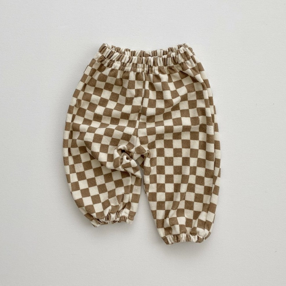 towel checker pants - brown